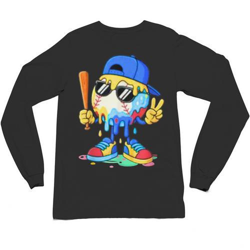 Ice Cream Baseball Drip Spots Sprinkle For Boys Youth Kids Unisex Long Sleeve T-Shirt - Sportilla