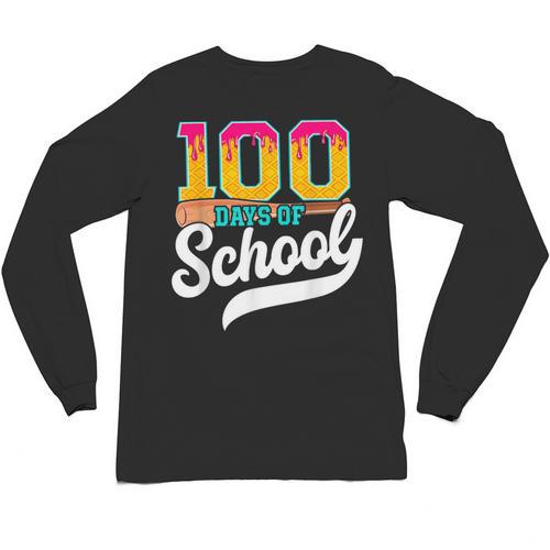 Ice Cream Drip 100 Days Of School Baseball Boys 100th Day Unisex Long Sleeve T-Shirt - Sportilla