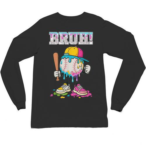 Ice Cream Drip Baseball Bruh Baseball Drip Boy Youth Unisex Long Sleeve T-Shirt - Sportilla