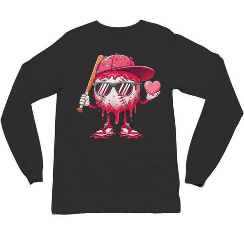 Ice Cream Drip Baseball Valentine's Day Spots Baseball Drip Unisex Long Sleeve T-Shirt - Sportilla