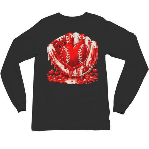 Ice Cream Drip Heart Valentines Day Baseball Boys Youth Kids Unisex Long Sleeve T-Shirt - Sportilla