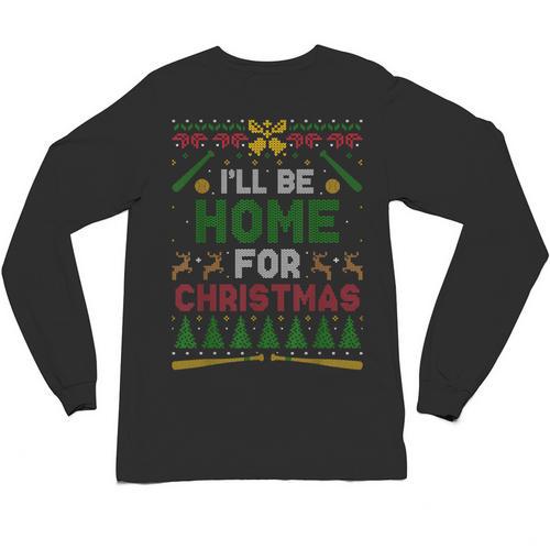 I’Ll Be Home For Christmas Baseball Ugly Sweater Unisex Long Sleeve T-Shirt - Sportilla
