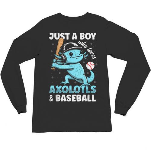 Just A Boy Who Loves Axolotls & Baseball Unisex Long Sleeve T-Shirt - Sportilla