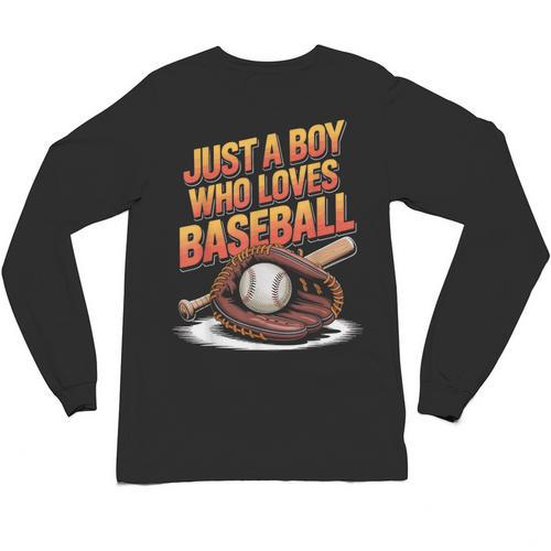 Just A Boy Who Loves Baseball Player Kids Unisex Long Sleeve T-Shirt - Sportilla
