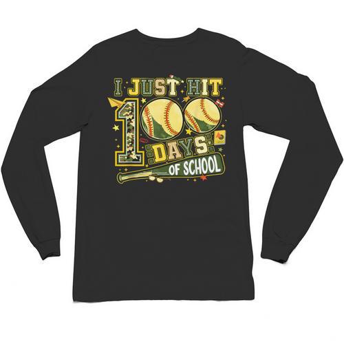 I Just Hit 100 Days Of School Baseball Teacher Boy Girl Kid Unisex Long Sleeve T-Shirt - Sportilla