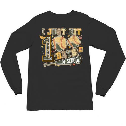 I Just Hit 100 Days Of School Baseball Teacher Student Retro Unisex Long Sleeve T-Shirt - Sportilla