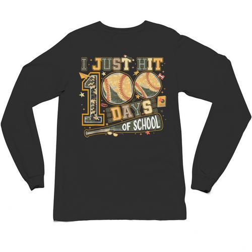 I Just Hit 100 Days Of School Camo Baseball Boy Kids Teacher Unisex Long Sleeve T-Shirt - Sportilla