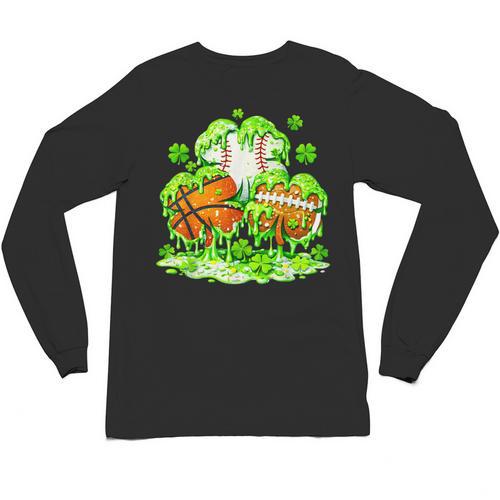 Kids St Patricks Day Shamrock Basketball Baseball Football Unisex Long Sleeve T-Shirt - Sportilla