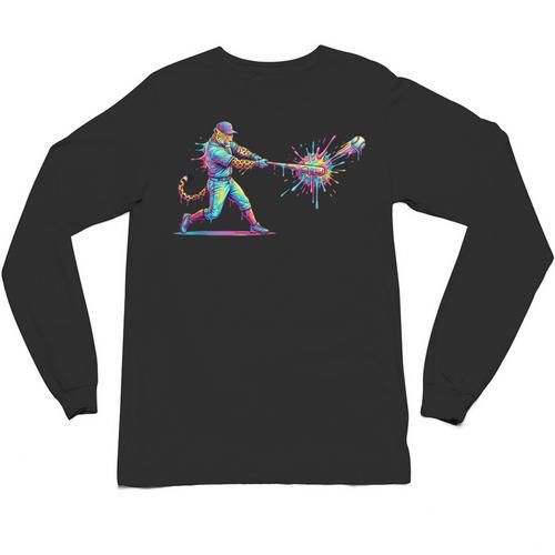 Leopard Baseball Player Ice Cream Drip For Boys Kids Unisex Long Sleeve T-Shirt - Sportilla