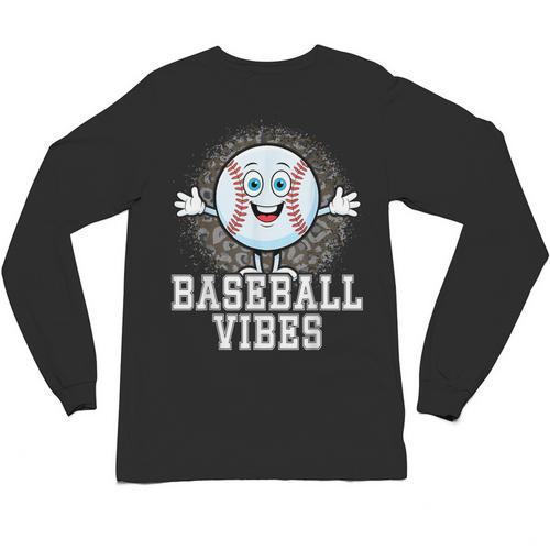 Leopard Baseball Vibes Game Day Softball Life Mom Unisex Long Sleeve T-Shirt - Sportilla