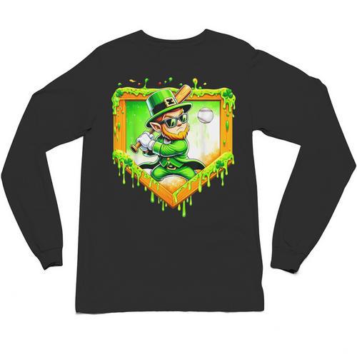 Leprechaun Baseball St Patricks Day Ice Cream Drip Men Boys Unisex Long Sleeve T-Shirt - Sportilla