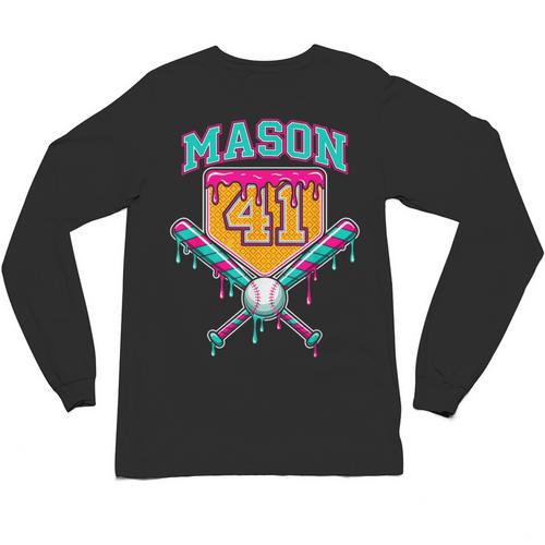 Mason 41 Meme Ice Cream Drip Baseball Birthday Costume Unisex Long Sleeve T-Shirt - Sportilla