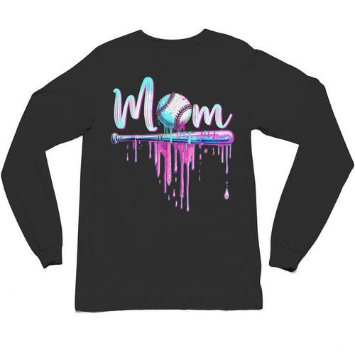 Mom Baseball Ice Cream Drip Birthday Boy Family Unisex Long Sleeve T-Shirt - Sportilla