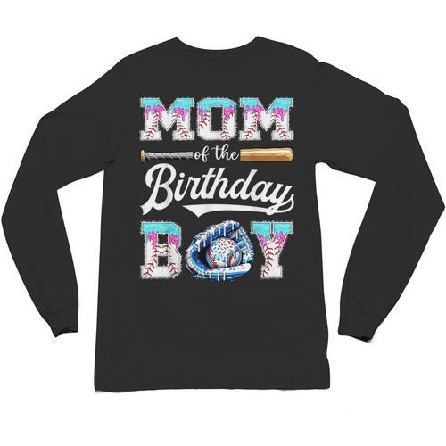 Mom Of The Birthday Boy Baseball Ice Cream Drip Matching Unisex Long Sleeve T-Shirt - Sportilla