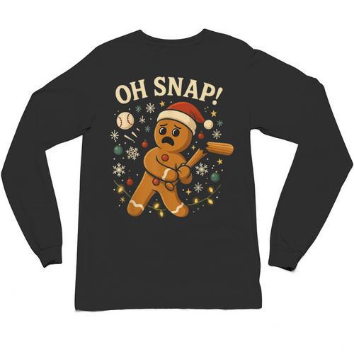 Oh Snap Gingerbreadman Christmas Baseball Unisex Long Sleeve T-Shirt - Sportilla