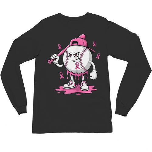 Pink Ribbon Baseball Breast Cancer Awareness Unisex Long Sleeve T-Shirt - Sportilla