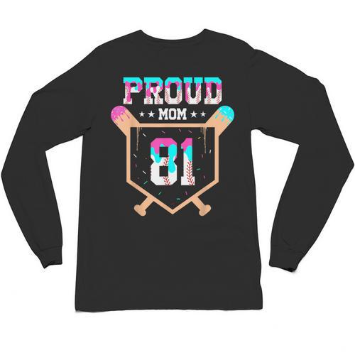 Proud Mom Baseball Player Number 81 Ice Cream Drip Unisex Long Sleeve T-Shirt - Sportilla