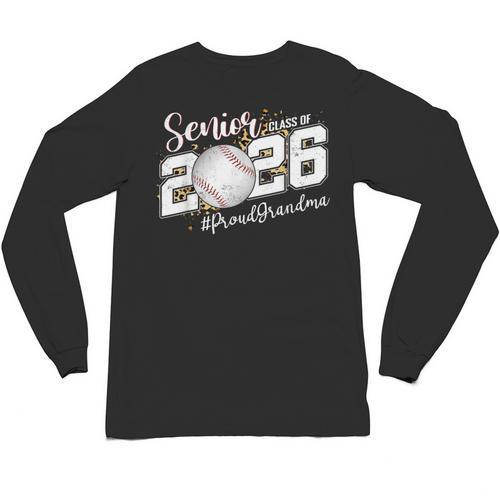 Proud Senior Grandma Class Of 2026 Baseball Graduate Leopard Unisex Long Sleeve T-Shirt - Sportilla