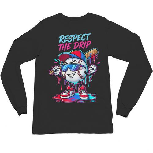Respect The Drip Baseball Bat Sunglasses Mascot Unisex Long Sleeve T-Shirt - Sportilla