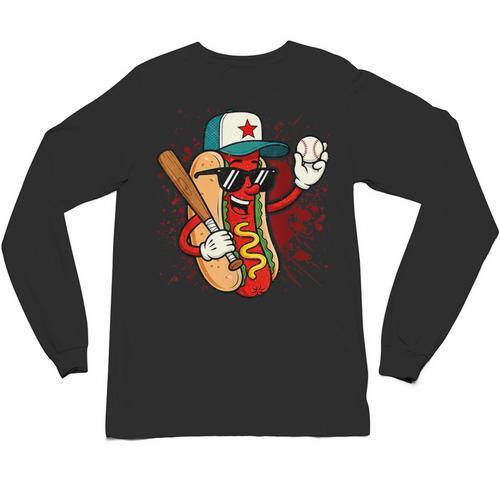 Retro Vintage Baseball Hot Dogs Unisex Long Sleeve T-Shirt - Sportilla
