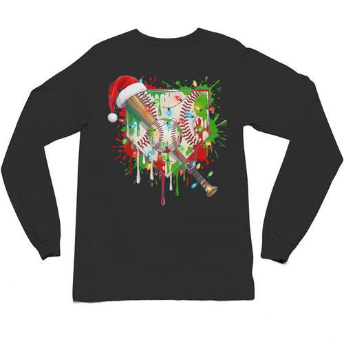Santa Sports Ice Baseball Christmas Xmas Pajama Kid Men Boys Unisex Long Sleeve T-Shirt - Sportilla