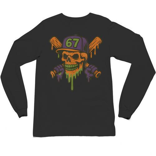 Six Seven 6 7 Baseball Skull Drip Halloween Horror Sports Unisex Long Sleeve T-Shirt - Sportilla