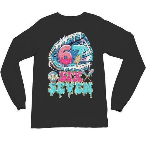 Six Seven 67 Ice Cream Drip Baseball For Boy Kids Youth Unisex Long Sleeve T-Shirt - Sportilla