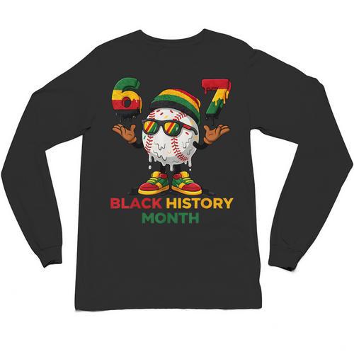 Six Seven History Month Baseball Drip Sports Unisex Long Sleeve T-Shirt - Sportilla