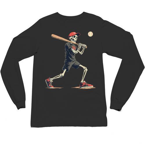 Skeleton Baseball Halloween Costume Men Boys Kids Unisex Long Sleeve T-Shirt - Sportilla