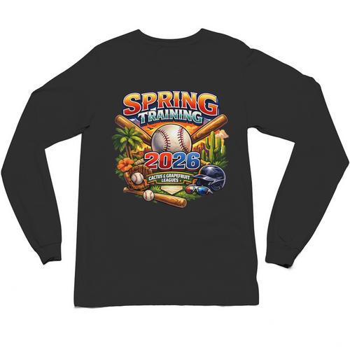 Spring Training 2026 Baseball Fan Retro Palm Cactus Unisex Long Sleeve T-Shirt - Sportilla