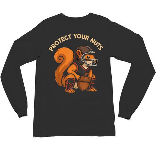Squirell Baseball Catcher Player Joke Tee Protect Your Nuts Unisex Long Sleeve T-Shirt - Sportilla