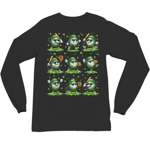 St Patricks Day Baseball Ice Cream Boys Baseball Player Unisex Long Sleeve T-Shirt - Sportilla