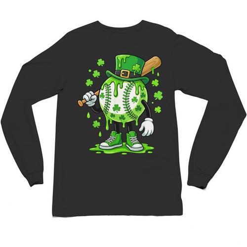 St Patricks Day Shamrock Baseball Drip Icecream Irish Boys Unisex Long Sleeve T-Shirt - Sportilla