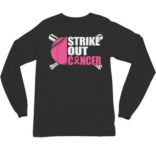 Strike Out Cancer Breast Cancer Awareness Baseball Warrior Unisex Long Sleeve T-Shirt - Sportilla
