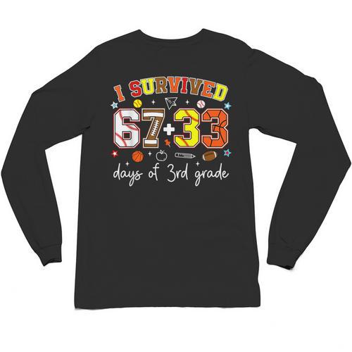 I Survived 6733 Days Of 3rd Grade Baseball Football 100 Day Unisex Long Sleeve T-Shirt - Sportilla