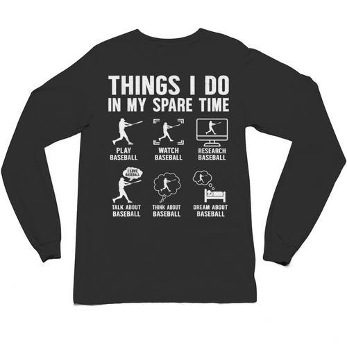 Things I Do In My Spare Time Baseball Lovers Kids Boys Unisex Long Sleeve T-Shirt - Sportilla
