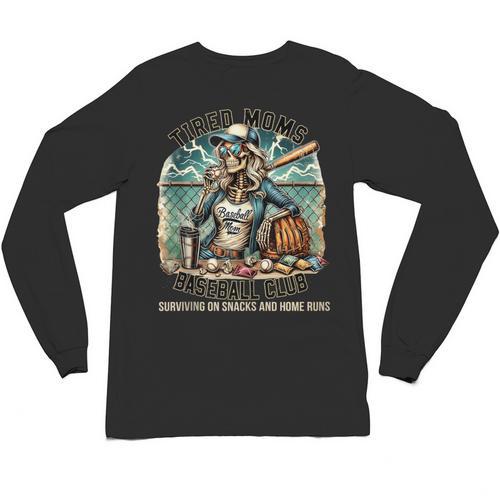 Tired Mom's Baseball Club Surviving On Snacks And Home Runs Unisex Long Sleeve T-Shirt - Sportilla