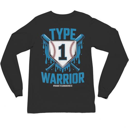 Type 1 Warrior Diabetes Awareness Baseball Enthusiasts Unisex Long Sleeve T-Shirt - Sportilla
