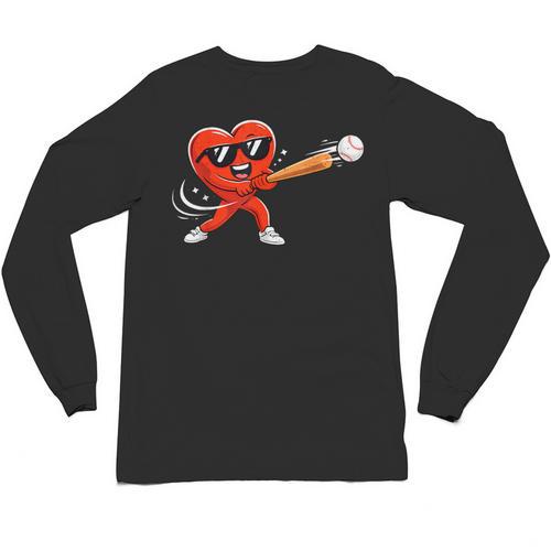 Valentine Baseball Heart Sport Valentines Day Men Boys Kids Unisex Long Sleeve T-Shirt - Sportilla