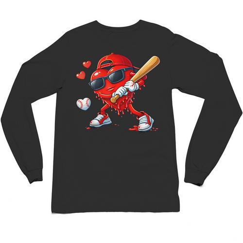 Valentine Baseball Heart Sports Love Valentines Day Boys Unisex Long Sleeve T-Shirt - Sportilla