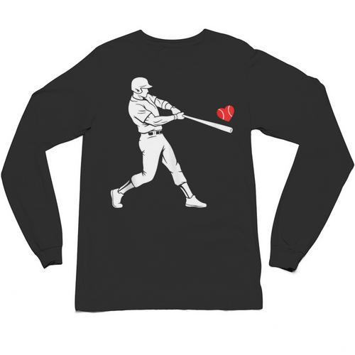 Valentines US Baseball Player Silhouette Heart Unisex Long Sleeve T-Shirt - Sportilla