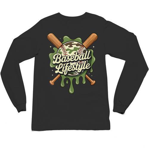 Women's Baseball Life Style 101 Apparel Youth Drip Baseball Boys Kid Unisex Long Sleeve T-Shirt - Sportilla