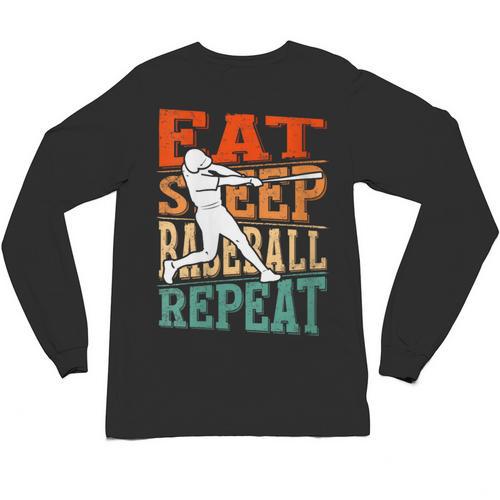 Women's Eat Sleep Baseball Repeat Vintage Player Sport Lover Retro Unisex Long Sleeve T-Shirt - Sportilla