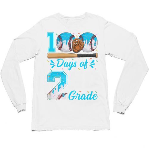 100 Days Of 2nd Grade Baseball 100th Day Of School Boys Kids Unisex Long Sleeve T-Shirt - Sportilla
