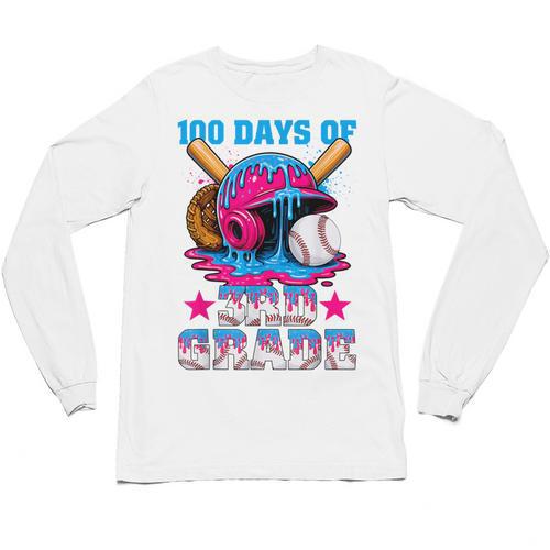 100 Days Of 3rd Grade Baseball 100th Day Of School Boys Kids Unisex Long Sleeve T-Shirt - Sportilla