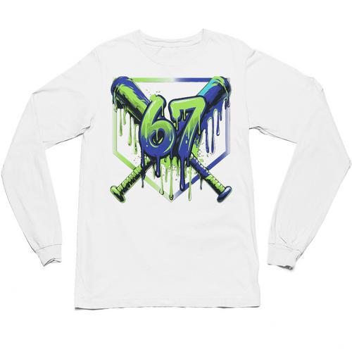 67 Baseball Drip Effect Urban Tee Style 6-7 Meme Graphic Premium Tri-Blend Unisex Long Sleeve T-Shirt - Sportilla