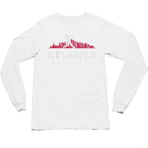 Atlanta Baseball Vintage Player Minimalist Skyline Retro Unisex Long Sleeve T-Shirt - Sportilla