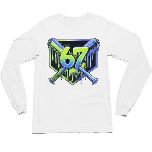 Awesome 67 Baseball Drip Effect Baseball 6-7 Meme Graphic Premium Tri-Blend Unisex Long Sleeve T-Shirt - Sportilla