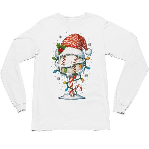 Baseball Christmas Ball Hat Snow Winter Premium Tri-Blend Unisex Long Sleeve T-Shirt - Sportilla