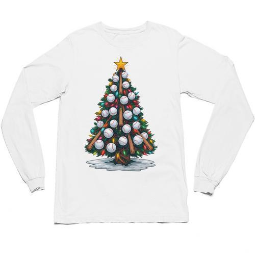 Baseball Christmas Tree Men Boys Youth Santa Sports Unisex Long Sleeve T-Shirt - Sportilla
